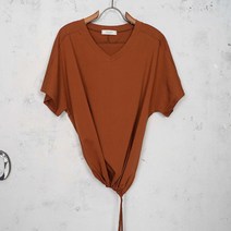벅시루 여성 로랑 실켓 V넥 스트링 반팔티