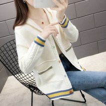 박시 니트가디건 여성 봄가을 계절 그물 레드 코트 상의 스윗 스웨터박스 핏아우터 3890168859, XL, 화이트