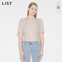 리스트 체크 핀턱 퍼프 블라우스 TWWBLM60020