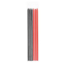 단단한 목수 연필 세트 6 리필 리드 내장 샤프너 마킹 도구 목공 깊은 구멍 기계식, 04 Black Red Refill
