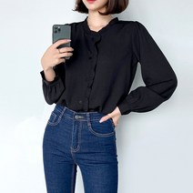원타임 여성용 프릴셔링 긴팔 블라우스