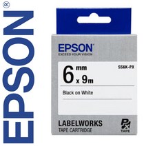 *정품* [ EPSON ] 라벨테이프, SS6K-PX [6mm 백색/검정글씨]