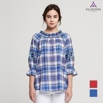[비비올리비아] 체크 프린트 블라우스_VVPNLVM4131