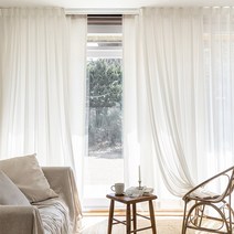 [오늘출발] 드레시 화이트 쉬폰+화이트 암막커튼 2장