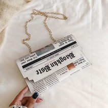 에블바잉 잡지 스타일 유니크 여성 체인끈 키치 클러치백