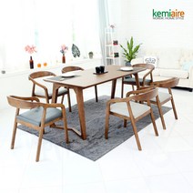 케미에르 티크로 6인 원목식탁SET(의자형) KHD-662, KHD-662/네이비