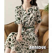 [바니드] 여성의류 휴양지원피스 반팔 러블리 여름 벨트 A라인 꽃무늬원피스 1058