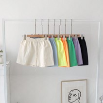 [메이룸] 1 1 하나pt 무지 바스락 밴딩 네온 비비드 반바지