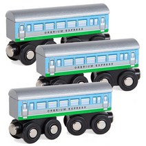 Orbrium Toys 대형 목재 철도 익스프레스 코치 자동차 3개 토마스 탱크 엔진 브리오 처깅턴 나무 기차에 적합