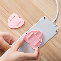 차차미 하트 부착형 멀티탭 정리함 만능 브라켓 걸이, 2개, 핑크