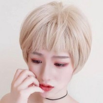 숏컷스타일 짧은머리 귀여운스타일, 올몰 빌리프 통 가발-밀크브라운(망 없음)