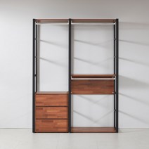 도이츠 철제 드레스룸 1400 선반 2단 옷장 세트 B형, 멀바우블랙