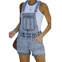 여성 멜빵바지 2350# 멜빵바지 여성 워싱 구제 청바지 폭에 비해서밴딩 3부 반바지다소미얼Z