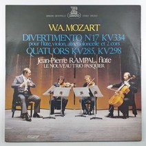 (중고LP) MOZART/ 모짜르트 디베르티멘토 제17번/ 플루우트 4중주곡 제1번 제4번/ 랑팔 & 파스키에 삼중주단/ 자켓 A/ 음반 미사용 MINT/ 견본레코드