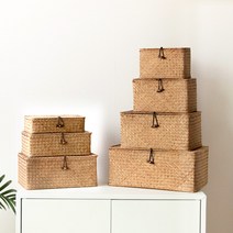 시나몬샵 소품 덮개형 라탄수납함, 특대형(미들브라운)