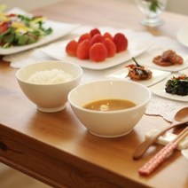 모리다인 린 화이트 밥/국 그릇 세트 2p, 단품