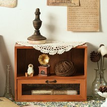 HND 레트로 우드 미니 수납장 인테리어 소품 나무 쇼케이스 엔틱 가구 원목, 무옵션_상품_입니다_