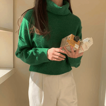 비비드 폴라 크롭 긴팔 니트 J211059