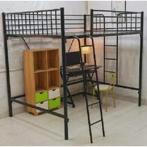 미코퍼니처 철제 벙커침대 슈퍼싱글 프레임(매트미포함), 흰색 1.5 x 2 강화 + 아래층 갈색 매트