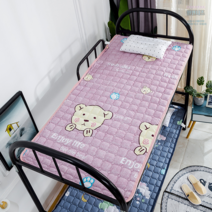 슈퍼 여름 침대 패드 삼베 면 고정 광목 누빔 워싱 냉감 방수 순면 이불 미끄럼 패밀리 퀸 킹 라지, 너비 1.5m*길이 2m, 핑크베어[접으면 물세탁 가능]