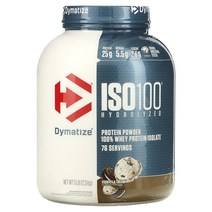 다이마타이즈 ISO 웨이 프로틴 파우더 단백질 보충제 7가지맛 2.3kg 5파운드 Dymatize Nutrition 가수분해 100퍼센트 분리유청단백질 (5lbs), 쿠키앤크림, 5 파운드, 쿠키앤크림