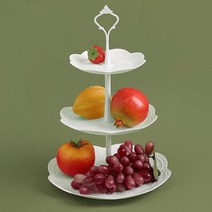 홈 파티 3단 디저트 트레이 접시 스탠드 과일 쿠키 다과 케익, 1개, 1개