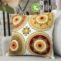 영림데코 솜포함 예쁜 자수쿠션2, 27_플라워 08 자수쿠션(45X45)