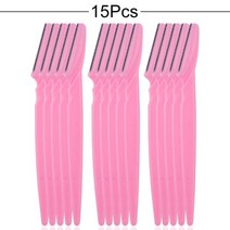 12Pcs 눈썹 트리머 안전 면도기 얼굴 블레이드 제모 커터 다목적 각질 제거 더마 플란닝 도구, 15Pcs Pink