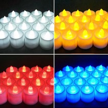 도매짱 LED 캔들 촛불 양초 24개 전자 티라이트 전기 초 기념일 파티 생일 프로포즈, 화이트 24개