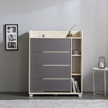 [1만원★즉시할인]장인가구 에드 1000 전도방지 4단 서랍장, 워시그레이