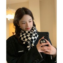vsyoy인플루언서 ins 바둑판 체크 머플러 여 겨울 흑백 체크 머플러