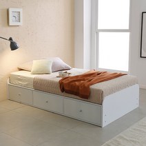 마스터 수납 슈퍼싱글 사이즈 침대 프레임 매트리스, 1_1.마스터 3서랍 슈퍼싱글침대(일반형)_화이트