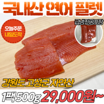 [당일출고] 국내산 자연산 연어 회필렛 500g 강원도 고성군 손질 연어 양식X 당일 발송 급냉, 선택1) 1팩 500g, 1개