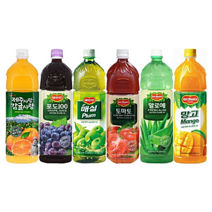 [한번에먹자] 델몬트 1.5L 대용량 과즙음료 6종 혼합세트 제주감귤 + 포도 + 매실 + 토마토 + 알로에 + 망고 가정용 사무실 업소용 당구장 노래방 탕비실