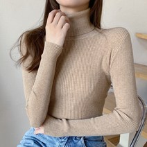 제이에프앤씨 여성용 보들보들 따스한 골지 스판 긴목폴라 니트 목티 티셔츠 wpl001