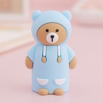 일호장신구 세 쌍둥이 후드 곰 연필깎이 작은 미니 연필깍기, 세쌍둥이후드곰연필깎이(블루)