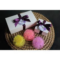 국화 조문답례품 조의 장례식 천연비누선물세트 2구, 3구원형, 노랑+분홍+보라, 라벤더