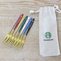 스타벅스 포크세트 티포크 7color 1+1, 포크7종1set+린넨파우치