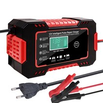 자동차 배터리 충전기 12V 디지털 디스플레이 전원 펄스 수리 습식 건식 납산, CHINA, Red EU Plug