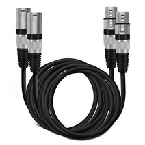 GearIT DMXDMX 스테이지 조명 케이블 100피트 2팩 DMX 남성 대 여성 XLR 호환 DJ LED 무빙 헤드 파 라이트 마이크 믹서 녹음 스튜디오 팟캐스트 100ft, 15 Feet (2-Pack)_Black