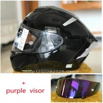 쇼웨이헬멧 풀 페이스 레이싱 오토바이 헬멧 X 14 모터사이클 쇼에이 안전모 R1 주년 기념 에디션 블랙 색상, purple visor M