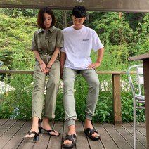 여자 반팔 카라 오버롤 와이드 점프수트 바캉스 휴양지룩 커플 시밀러룩
