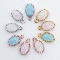 파스텔 원형 원석펜던트 빈티지펜던트 악세사리부자재 귀걸이만들기 귀걸이재료, 화이트, 로즈골드