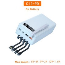 DIY 보조베터리 케이스 셸 12x18650 외부 5W USB 무선 충전 상자 4 라인 이동식 배터리 충전기 상자 2021 새로운 뜨거운