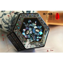 자게장 자개 나비 옷 나전칠기 보석 함 돌반지 귀걸이 보관 조개, 육각합개