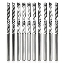 Yakamoz 10개 0.3cm(1/8인치) 섕크 CNC 라우터 비트 나선형 업컷 카바이드 플랫 엔드밀 라우터 비트 싱글 플루트 밀링 커터 도구 MDF 아크릴 목재 PVC용 2.