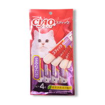 이나바 챠오츄루 스틱 15g, 닭가슴살 + 게살, 4개입