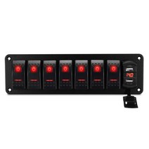 LED IP67 방수 해양 보트 로커 스위치 패널 8 갱 키트 12V/24V 회로 차단기 듀얼 USB 슬롯 라이트, 01 빨간