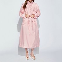 에버유어스 여성 방수 방풍 레인코트 러닝 야외 패션 롱 우의 골프비옷 연 핑크, M