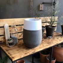 GDG3372 모던 테라스톤 화분 타원형 20x34cm 화이트-투톤 모던/테라스톤/화분/타원형